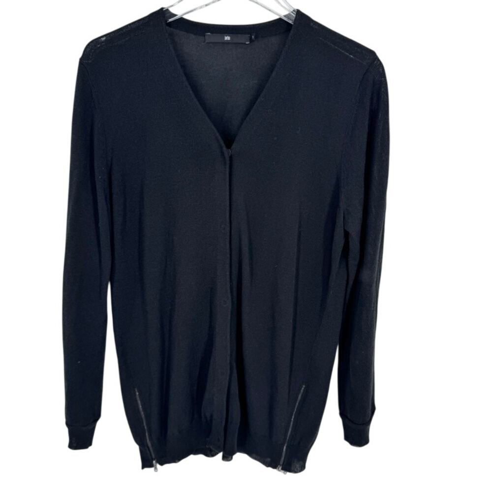 Jarbo Sweater Small Black 1 Cardigan Cotton Knit Hidden Button